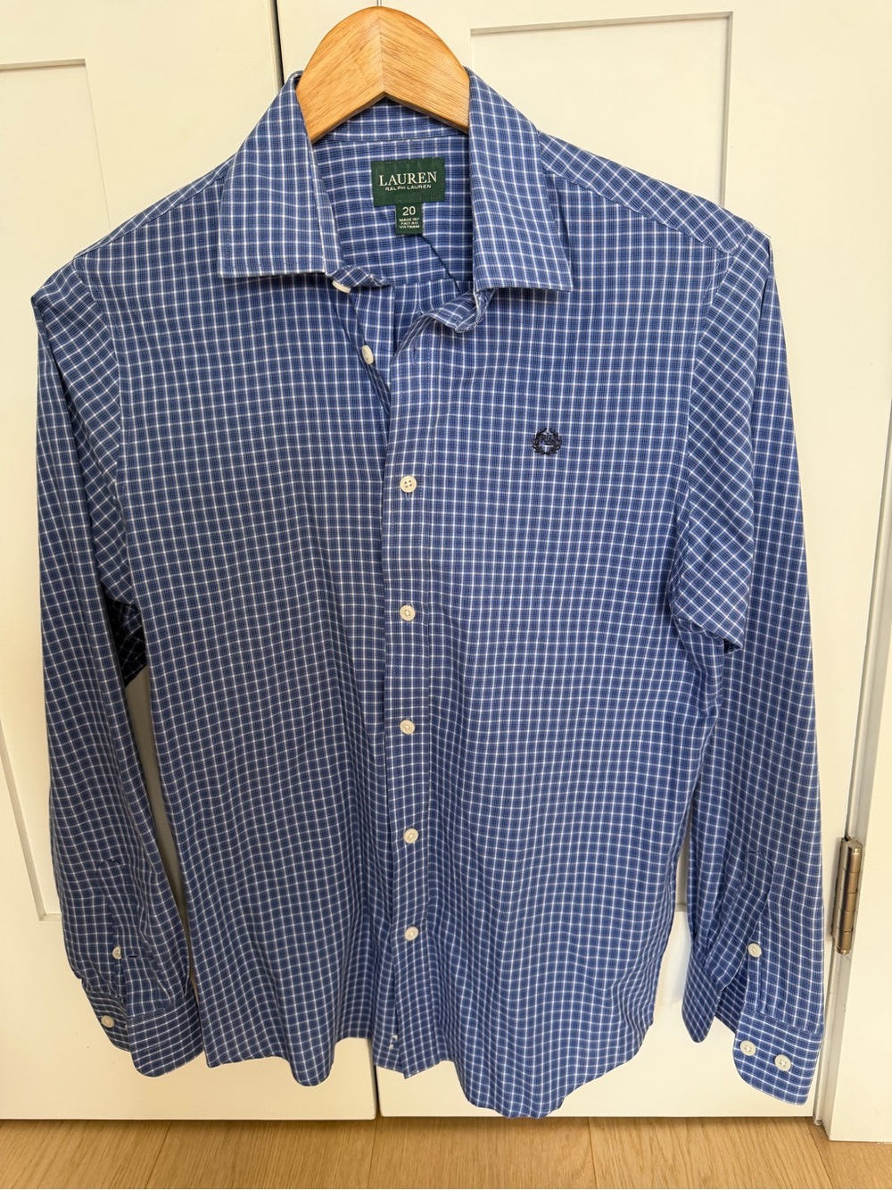 LAUREN Ralph Lauren Blue Check Dress Shirt- boys size 20 (men’s S)